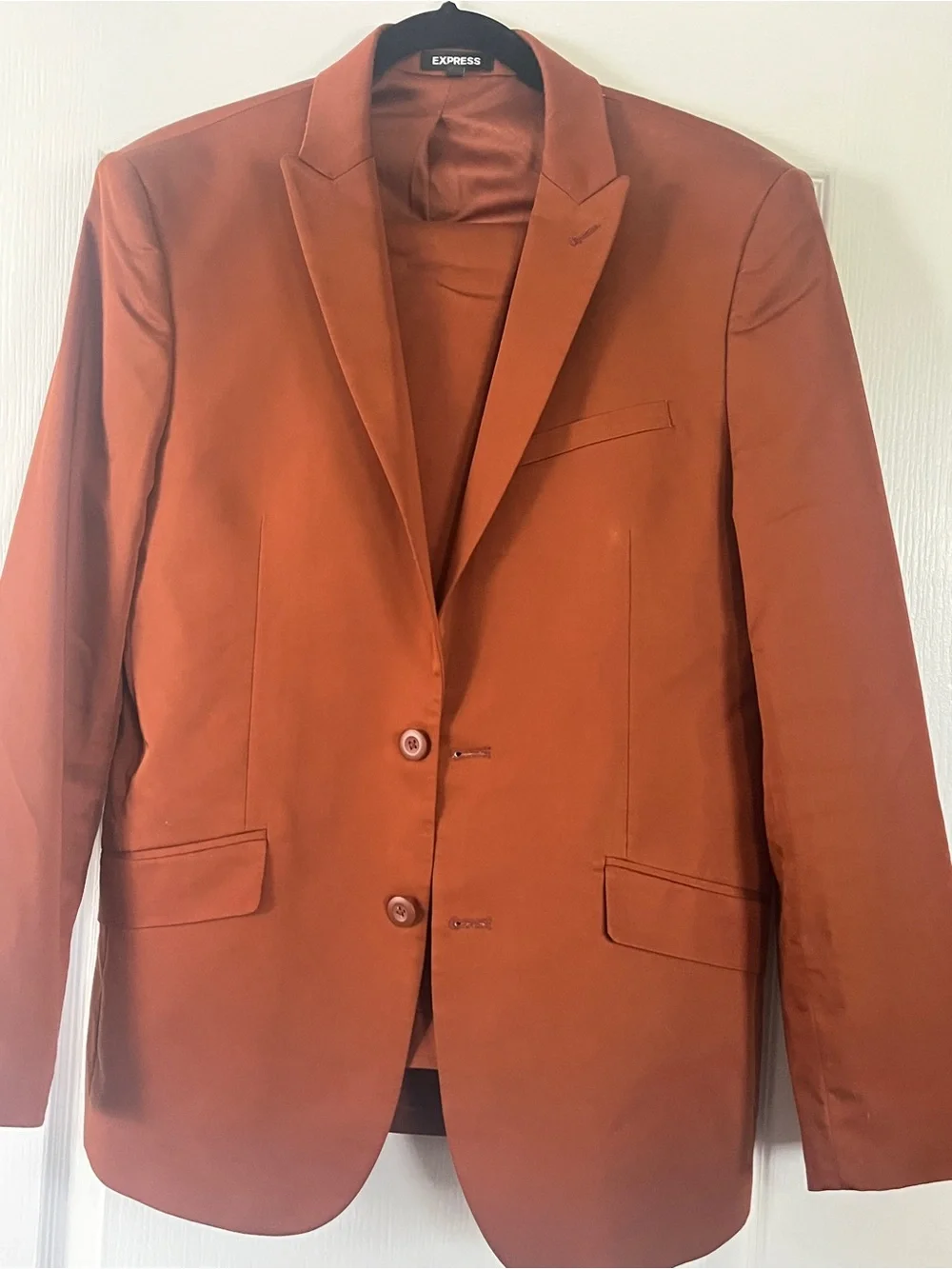 Express Men's Rust Orange Blazer - Two-Button Notch Lapel